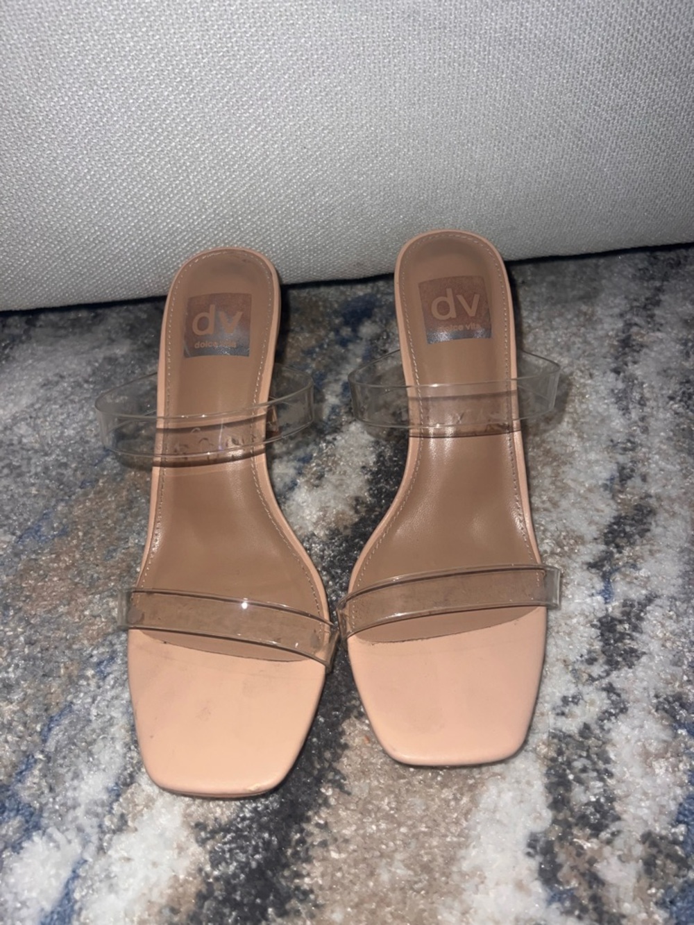 DV by Dolce Vita Nude Slide Mules with Clear Straps